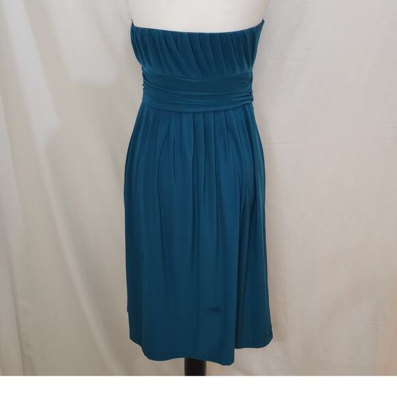 The Limited Strapless Teal Semi-Formal Pleated Cocktail Dress, Size Medium - Picture 3 of 8